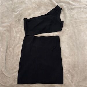 BCBGMaxAzria Black One Shoulder Mini Dress